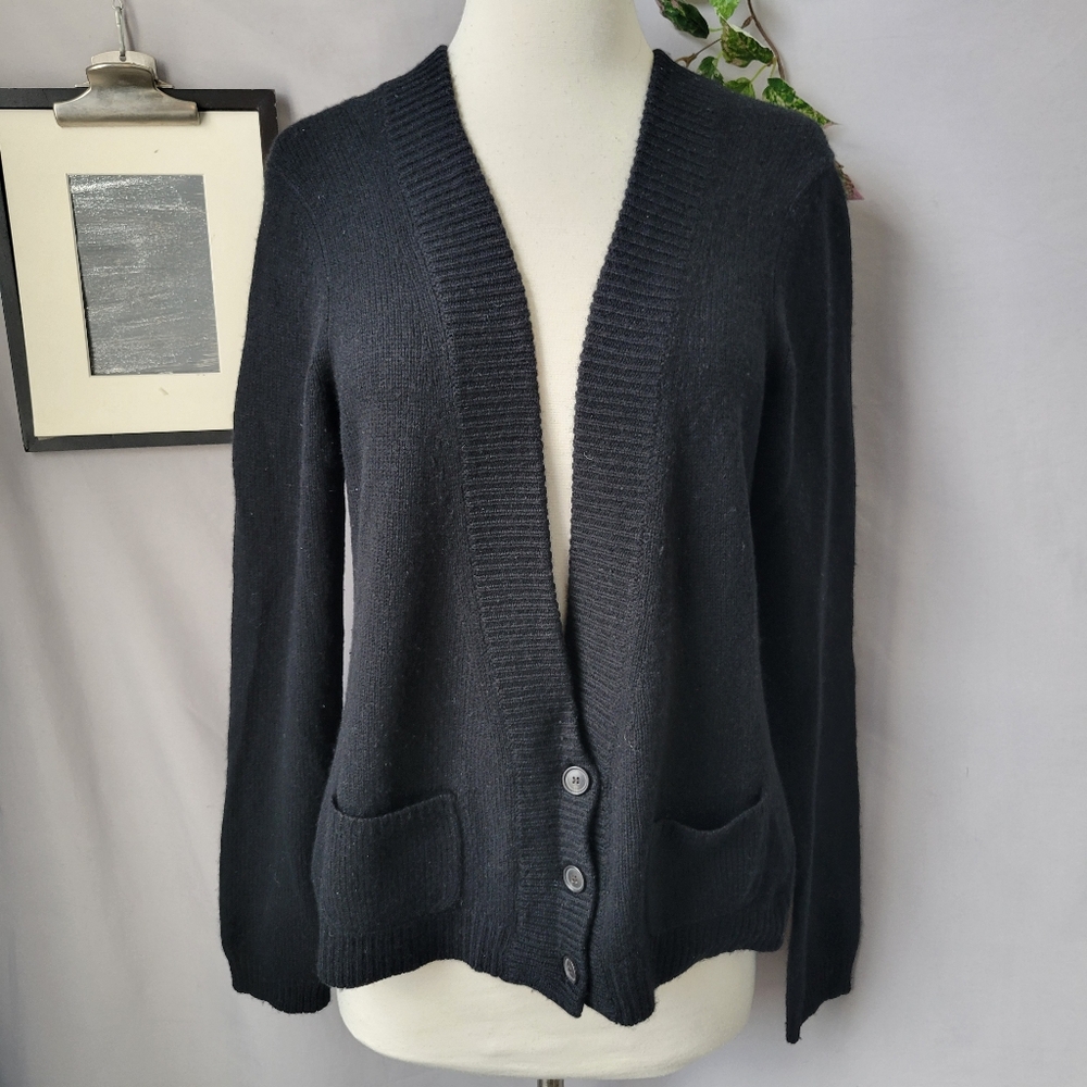 Theory Cashmere V Neck Cardigan Sweater L